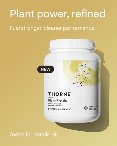 A clean, studio-lit shot of a plant protein container set against a muted, professional color palette.